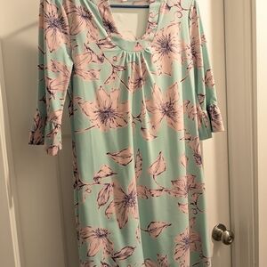 Floral Mint Green Dress with Pink Accents